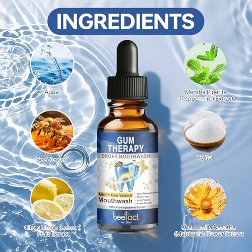 Gotas para Terapia de Encías, Enjuague Bucal de Menta y Veneno de Abeja, 50ML, Regeneración de Encías, Eliminación de Manchas y Mal Aliento - imagen 2
