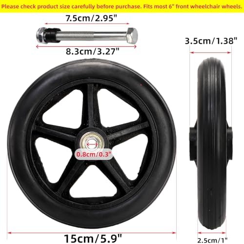 Ruedas de Reemplazo Covzoe de 6 Pulgadas para Sillas de Ruedas, Paquete de 4, Ruedas Sólidas Antideslizantes con 4 Ejes, Accesorios para Sillas de - imagen 2
