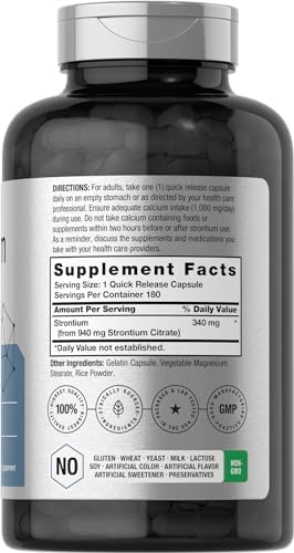 Horbäach Citrato de Estroncio 940 mg | 180 Cápsulas | Suplemento Sin OGM y Libre de Gluten - imagen 2