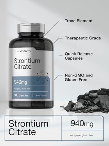 Horbäach Citrato de Estroncio 940 mg | 180 Cápsulas | Suplemento Sin OGM y Libre de Gluten - imagen 4