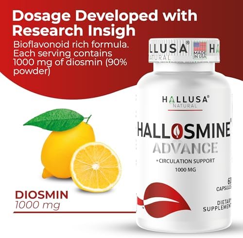 Cápsulas Hallosmine Advance 1000mg de Diosmina – Suplemento Max Fuerza para Circulación y Venas, Salud Vascular, 60 Contenidos - imagen 5