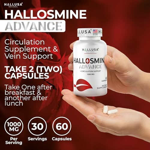 Cápsulas Hallosmine Advance 1000mg de Diosmina – Suplemento Max Fuerza para Circulación y Venas, Salud Vascular, 60 Contenidos - imagen 8