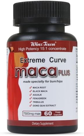 Cápsulas Wins Town Maca Plus, 7500mg Aumentador de Glúteos con Raíz de Maca, Vitaminas para Curvas Extremas de Mujer, 60 Unidades - imagen 1