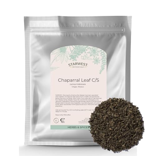 Hojas de Chaparral Silvestre Starwest Botanicals - Hierba Seca a Granel para Té, Proveniente del Arbusto de Creosote, Cortada y Tamizada - Bolsa de 1 - imagen 1