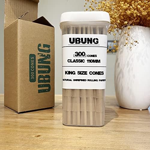 Conos UBUNG Marrón, 300 Piezas King Size Pre-Rollados con Puntas, Papel de Fumar de 4.25 in / 108 mm, Incluye 1 Cargador de Conos y 1 Varilla de - imagen 2
