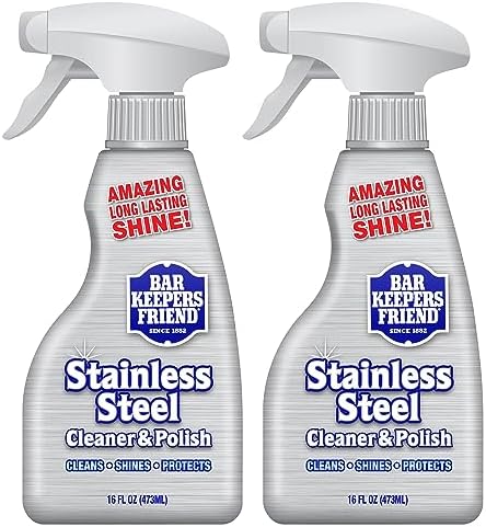 Limpiador y Pulidor de Acero Inoxidable Bar Keepers Friend en Spray (2 x 16 oz) Elimina Huellas Oily, Manchas de Agua Dura y Grasa sin Rayar - imagen 1