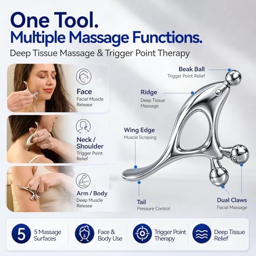 Herramienta de Masaje Trigger Point para Alivio de Dolor TMJ y Masaje de Tejido Profundo, Gua Sha para Cara y Cuerpo, Herramienta Acupresora Thumb - imagen 6