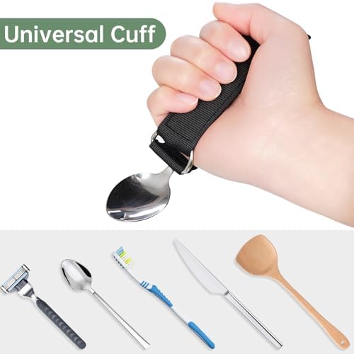 Awaiymi Paquete de 3 Muñequeras Universales, Correa para Sujetar Utensilios, Ayuda para Comer con Agarre Débil y Movilidad Limitada (3 Diseños - imagen 3