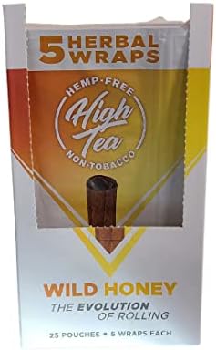 High Tea Envolturas Herbales Naturales Sin Tabaco - Miel Silvestre - 125 Envolturas Autopreparables de Hojas de Té (Caja Completa) - imagen 1