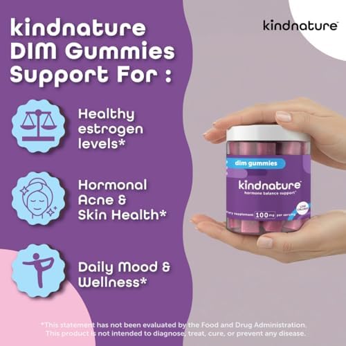 Gomitas Kindnature DIM 100mg – Apoyo para el Balance Hormonal en Mujeres – Suplemento de Diindolilmetano para el Metabolismo de Estrógenos, - imagen 2