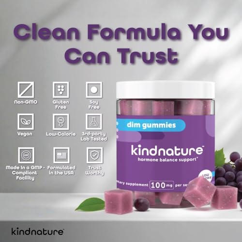 Gomitas Kindnature DIM 100mg – Apoyo para el Balance Hormonal en Mujeres – Suplemento de Diindolilmetano para el Metabolismo de Estrógenos, - imagen 8