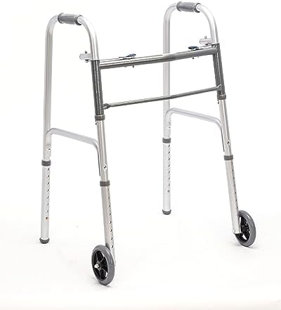 Andador Plegable de Aluminio Med Mart con Ruedas Frontales de 5 Pulgadas, Altura Ajustable - Ayuda de Movilidad con Soporte Mejorado - imagen 1
