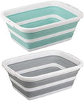 Juego de 2 Cubetas Plegables de 8.5L, Tinas de Plástico Portátiles para el Hogar y Jardín, Lavabo de Campamento con Bisel de Plástico Reforzado - imagen 1