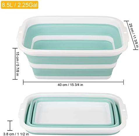 Juego de 2 Cubetas Plegables de 8.5L, Tinas de Plástico Portátiles para el Hogar y Jardín, Lavabo de Campamento con Bisel de Plástico Reforzado - imagen 2