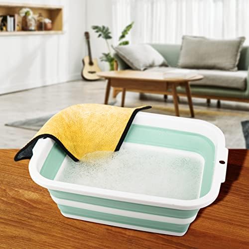 Juego de 2 Cubetas Plegables de 8.5L, Tinas de Plástico Portátiles para el Hogar y Jardín, Lavabo de Campamento con Bisel de Plástico Reforzado - imagen 6