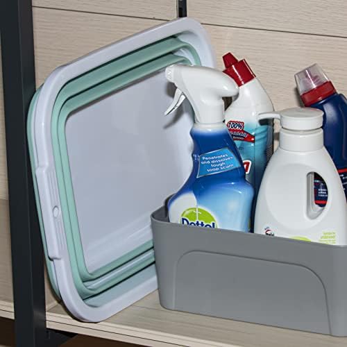 Juego de 2 Cubetas Plegables de 8.5L, Tinas de Plástico Portátiles para el Hogar y Jardín, Lavabo de Campamento con Bisel de Plástico Reforzado - imagen 7