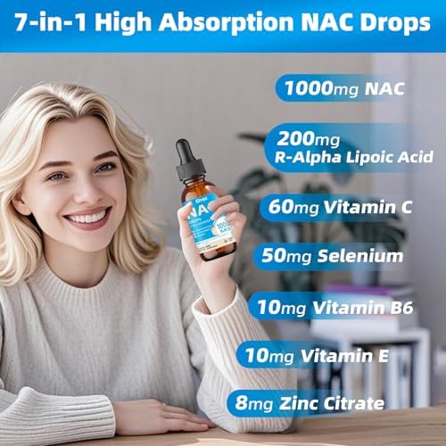 Gotas de NAC Líquido 1000MG, Suplemento de N-Acetil Cisteína con Ácido Alfa Lipoico para Adultos y Niños, Apoyo Inmunológico y Antioxidante, Sabor - imagen 3