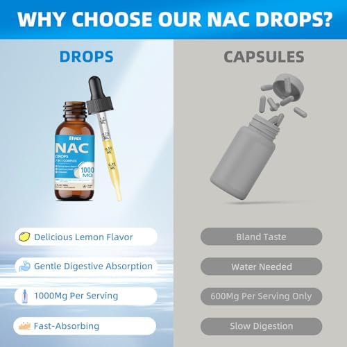Gotas de NAC Líquido 1000MG, Suplemento de N-Acetil Cisteína con Ácido Alfa Lipoico para Adultos y Niños, Apoyo Inmunológico y Antioxidante, Sabor - imagen 5