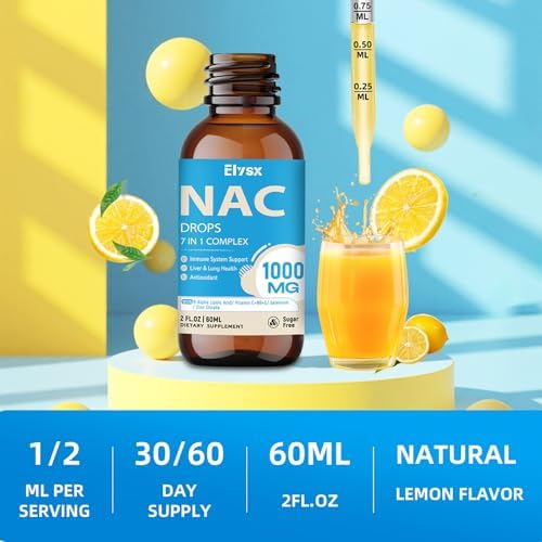 Gotas de NAC Líquido 1000MG, Suplemento de N-Acetil Cisteína con Ácido Alfa Lipoico para Adultos y Niños, Apoyo Inmunológico y Antioxidante, Sabor - imagen 6