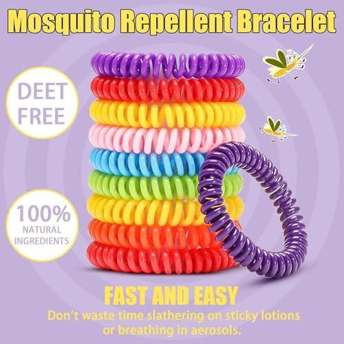 Paquete de 48 Pulseras Repelentes de Mosquitos con 72 Parches, Pulseras y Calcomanías Individualmente Envuelta para Camping y Actividades al Aire - imagen 2