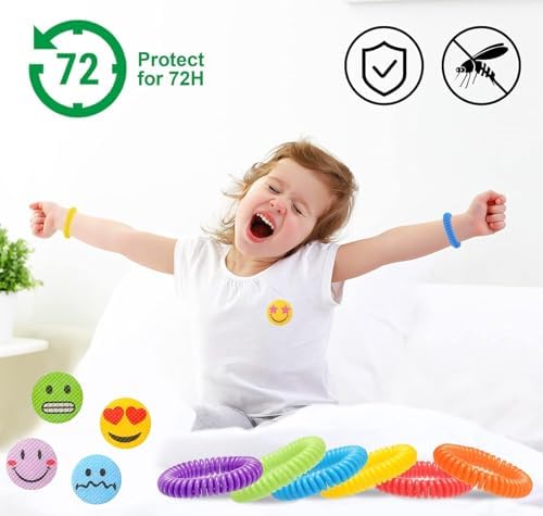 Paquete de 48 Pulseras Repelentes de Mosquitos con 72 Parches, Pulseras y Calcomanías Individualmente Envuelta para Camping y Actividades al Aire - imagen 3