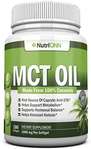 Aceite MCT NutriONN - 3000mg por porción - 180 cápsulas blandas - Hecho de 100% cocos orgánicos - No GMO, prensado en frío, apto para Paleo - Ideal - imagen 1
