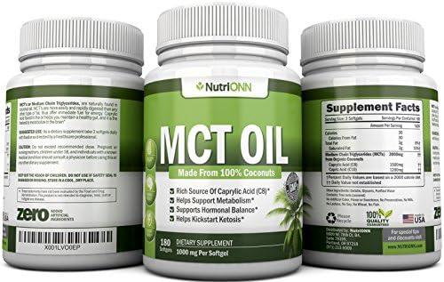 Aceite MCT NutriONN - 3000mg por porción - 180 cápsulas blandas - Hecho de 100% cocos orgánicos - No GMO, prensado en frío, apto para Paleo - Ideal - imagen 6