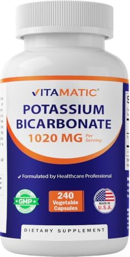 Suplemento de Bicarbonato de Potasio Vitamatic, 1020 mg, 240 Cápsulas Vegetales - Sin OGM - Libre de Gluten - Hecho en EE. UU. - imagen 1