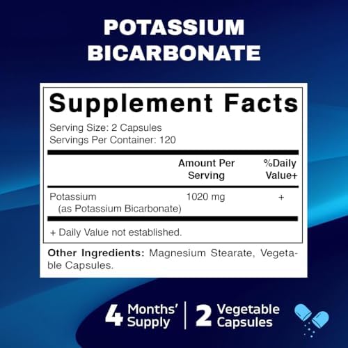 Suplemento de Bicarbonato de Potasio Vitamatic, 1020 mg, 240 Cápsulas Vegetales - Sin OGM - Libre de Gluten - Hecho en EE. UU. - imagen 2