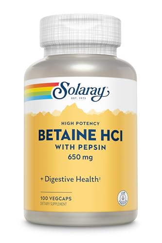 SOLARAY Betaína HCl con Pepsina 250 mg - Suplemento Digestivo para Hombres y Mujeres, Cápsulas Veganas, Apoyo a la Salud Intestinal - 180 Cápsulas - imagen 3