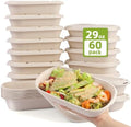 Contenedores Desechables Wonmain 60 Pcs (29 oz) para Comida, Ensaladas y Sándwiches, Biodegradables y Compostables, A Prueba de Microondas y - imagen 1