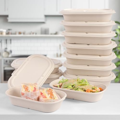 Contenedores Desechables Wonmain 60 Pcs (29 oz) para Comida, Ensaladas y Sándwiches, Biodegradables y Compostables, A Prueba de Microondas y - imagen 4
