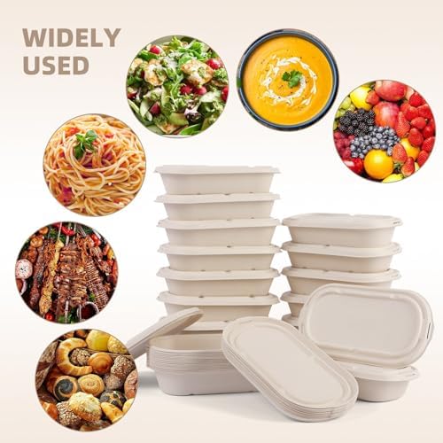Contenedores Desechables Wonmain 60 Pcs (29 oz) para Comida, Ensaladas y Sándwiches, Biodegradables y Compostables, A Prueba de Microondas y - imagen 6