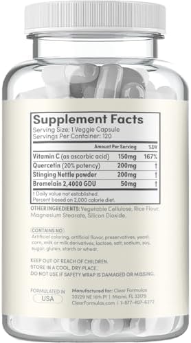 Suplemento de Soporte Inmunológico Histamine Guard - Bloqueador de Histamina con Ortiga, Vitamina C, Bromelina y Quercetina - No Causa Somnolencia - imagen 7