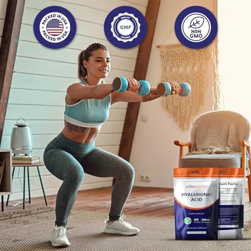 Vitamatic Polvo de Ácido Hialurónico 200mg - Apoya Tejidos Conectivos y Articulaciones Saludables - Promueve Piel Joven y Saludable - 100 Gramos - imagen 7