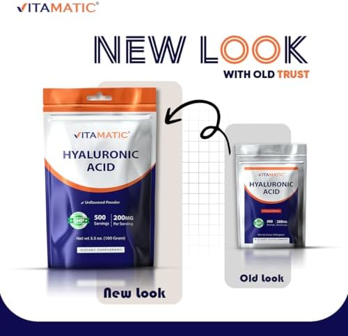 Vitamatic Polvo de Ácido Hialurónico 200mg - Apoya Tejidos Conectivos y Articulaciones Saludables - Promueve Piel Joven y Saludable - 100 Gramos - imagen 8