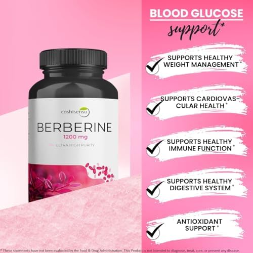 Coshisensu Berberina HCl 1200mg – Suplemento Potente para Azúcar en Sangre, Insulina y Control de Peso – Cápsulas Veganas, Sin OGM y Sin Gluten – - imagen 4