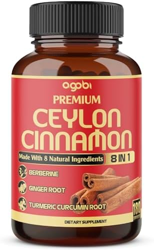 Suplemento Premium de Canela de Ceilán con Berberina - 8 en 1: Cúrcuma, Jengibre, Gymnema y Más - Vitalidad Corporal, Cardiaca y General - 180 - imagen 1