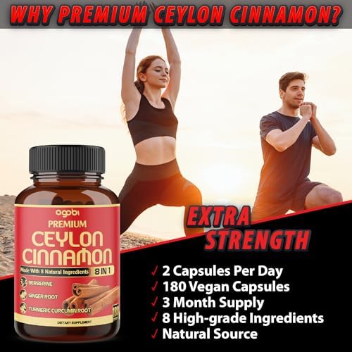Suplemento Premium de Canela de Ceilán con Berberina - 8 en 1: Cúrcuma, Jengibre, Gymnema y Más - Vitalidad Corporal, Cardiaca y General - 180 - imagen 5
