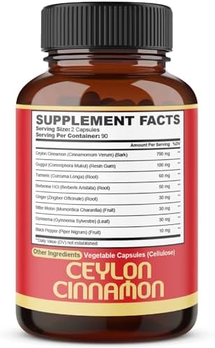 Suplemento Premium de Canela de Ceilán con Berberina - 8 en 1: Cúrcuma, Jengibre, Gymnema y Más - Vitalidad Corporal, Cardiaca y General - 180 - imagen 7