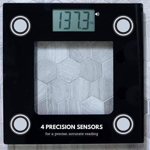 Báscula Digital de Vidrio Extra Ancha que Habla | Escala de Baño Precisa con Pantalla Visual y de Voz | Capacidad de 395 Libras | Gran Pantalla LCD - imagen 3