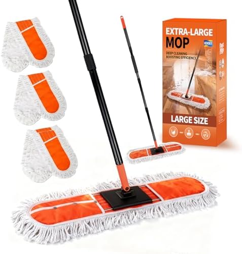 Mopa Comercial Grande de 36 para Pisos Industriales, Mármol, Laminado, Cerámica y Concreto - Mopa Seco de Mango Largo para Limpieza en Hogar y - imagen 1