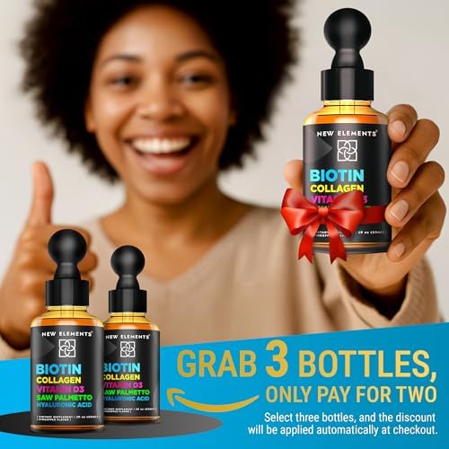Biotina Líquida para el Crecimiento del Cabello 10000mcg | Suplementos de Biotina y Colágeno con Saw Palmetto y Ácido Hialurónico | Gotas de Biotina - imagen 2
