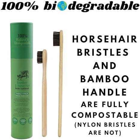 Cepillos de Dientes de Bambú Gaia Guy con Cerdas de Caballo - Paquete Familiar (Sin Nylon) - Compostables y Biodegradables - 4 Niños y 4 Adultos - imagen 2