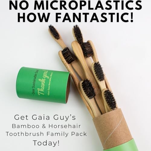 Cepillos de Dientes de Bambú Gaia Guy con Cerdas de Caballo - Paquete Familiar (Sin Nylon) - Compostables y Biodegradables - 4 Niños y 4 Adultos - imagen 3