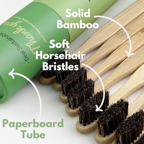 Cepillos de Dientes de Bambú Gaia Guy con Cerdas de Caballo - Paquete Familiar (Sin Nylon) - Compostables y Biodegradables - 4 Niños y 4 Adultos - imagen 4