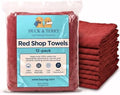 Toallas de Taller Premium Huck & Terry Rojas (Paquete de 12), Trapos de Algodón Reutilizables para Mecánicos, Paño de Limpieza Lavable Sin Pelusa - imagen 1
