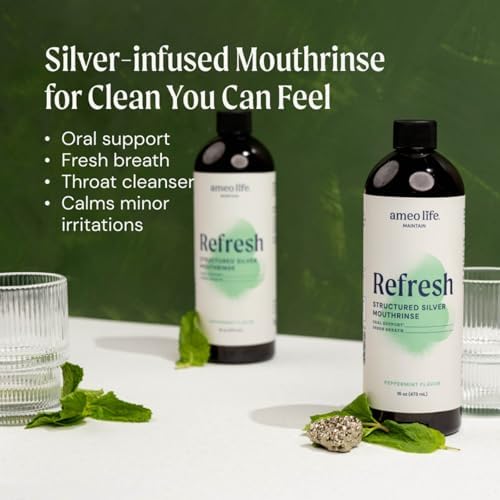 Enjuague Bucal Ameo Life con Plata Estructurada 10ppm Sabor Menta - Coloidal Natural para Aliento Fresco y Salud Oral, Sin Alcohol, 16 oz - imagen 2