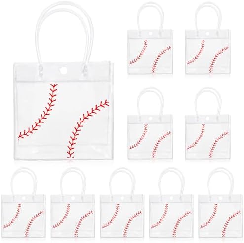 Bolsa de Regalo Whaline 12 Piezas de PVC Transparente para Pelotas de Béisbol con Asas, Tote para Fiesta de Cumpleaños y Baby Shower, 7.9 x 3.15 x - imagen 1