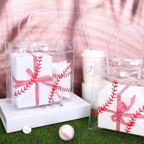 Bolsa de Regalo Whaline 12 Piezas de PVC Transparente para Pelotas de Béisbol con Asas, Tote para Fiesta de Cumpleaños y Baby Shower, 7.9 x 3.15 x - imagen 4